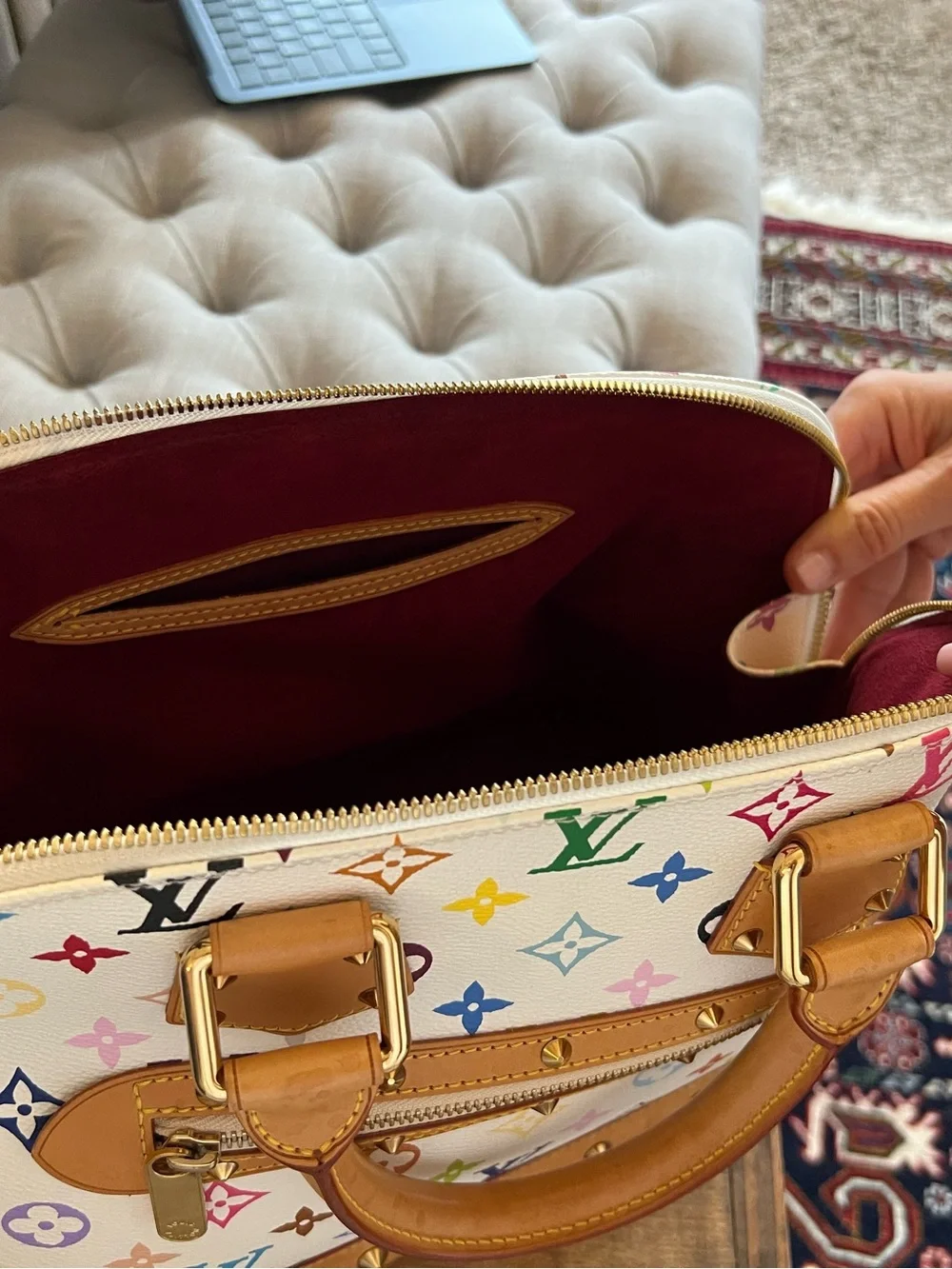 Louis Vuitton Takashi Murakami Monogram Multicolore Alma PM in White